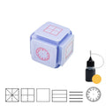 A six-sided Tianzi grid stamp with photosensitive technology in pink and blue style options.
