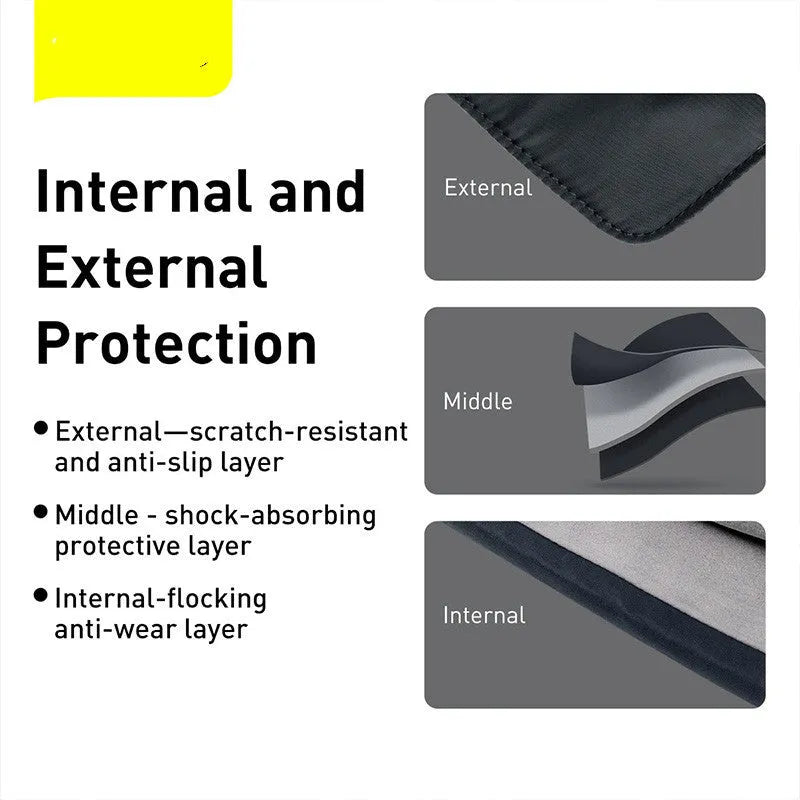 Multi-compartment waterproof anti-collision iPad storage bag compatible with 13 inch laptop, black colour