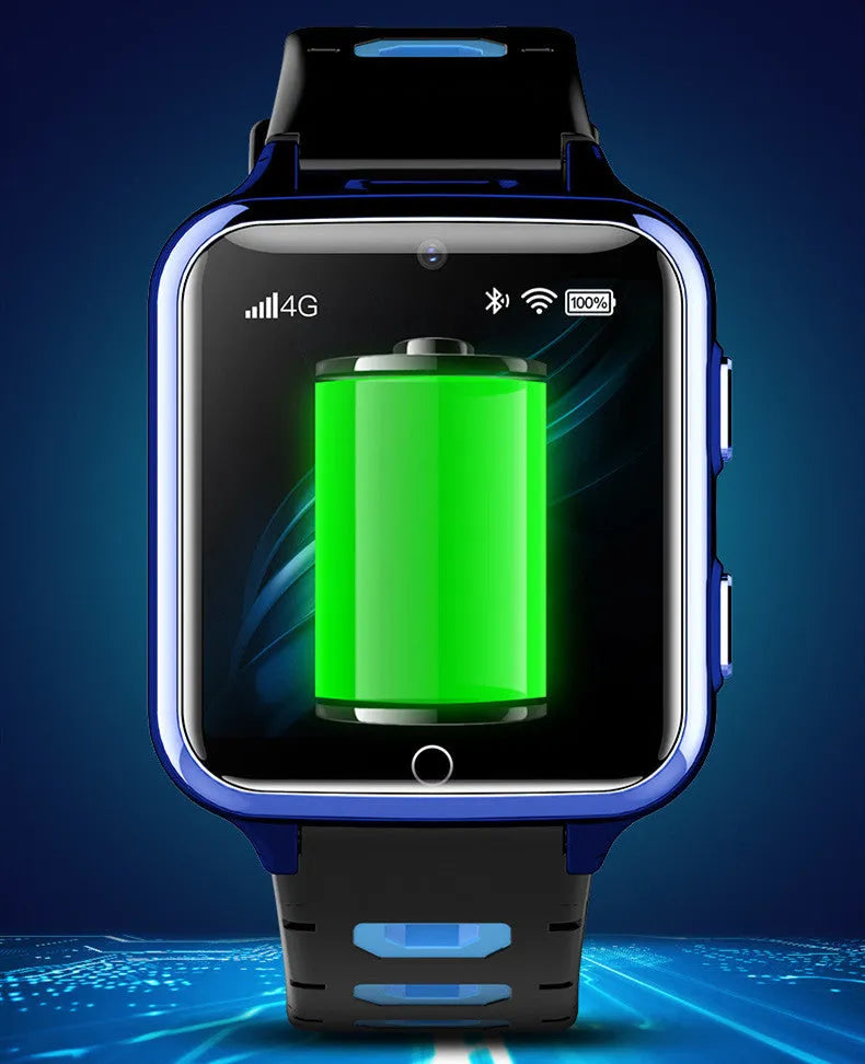 Children's smart sports watch with black silicone strap and 1.54-inch touchscreen
