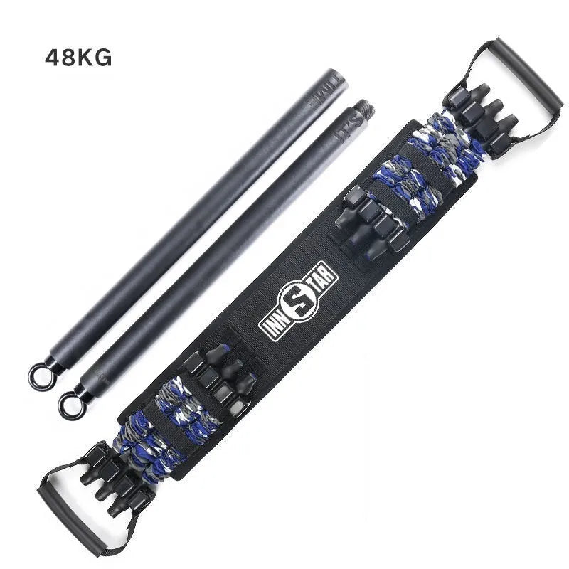 Bench press stretcher elastic belt with three-level resistance adjustment and soft rubber handle camouflage colour