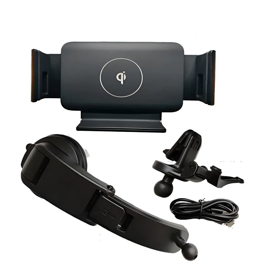Black universal car clip on holder for folding and flat screen phones tablets on car vent