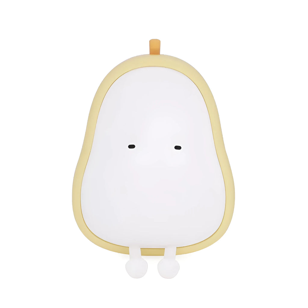 PEAR warm yellow bedside LED night lamp with ABS silicone construction showing compact design