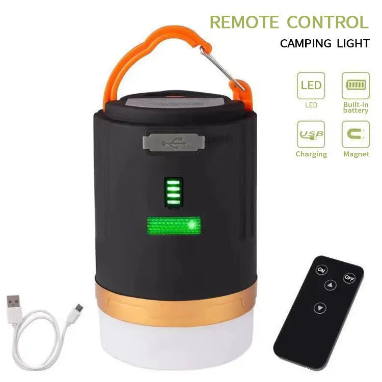 Black remote control camping light with 30 LED lights for outdoor and emergency illumination