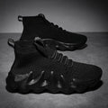 Men's fly weave running shoes with TPU sole, lace closure, breathable mesh inner, solid colour design