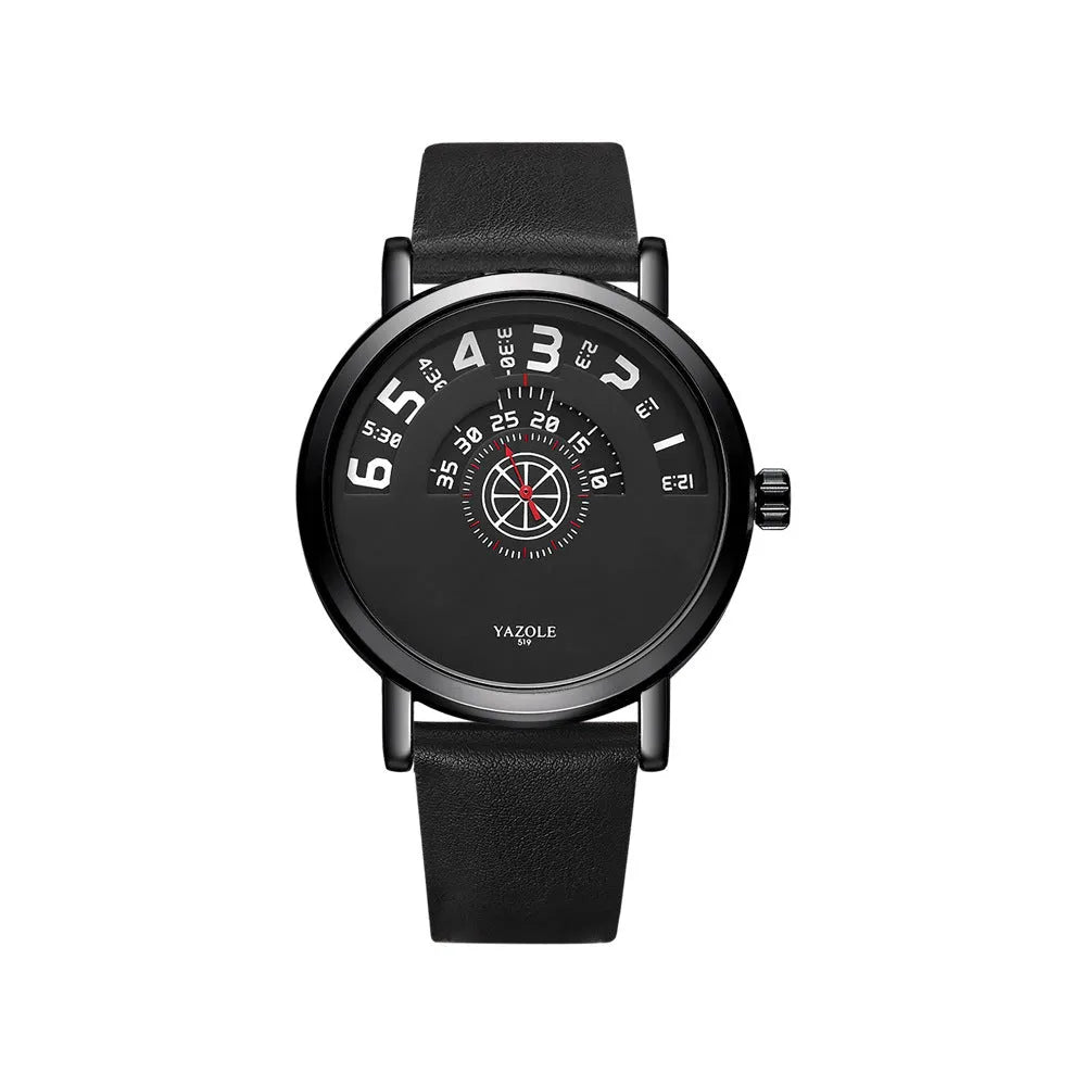 Men's waterproof quartz watch with turntable design and metal case