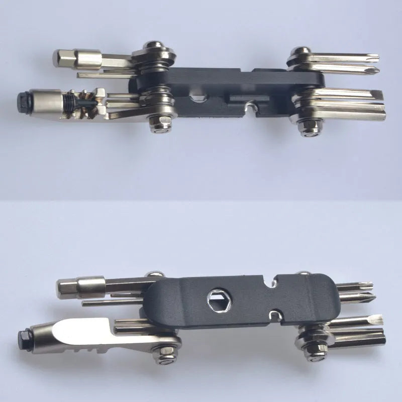 Chrome vanadium steel bicycle repair combination tool in compact 9.2x4.2x3cm size