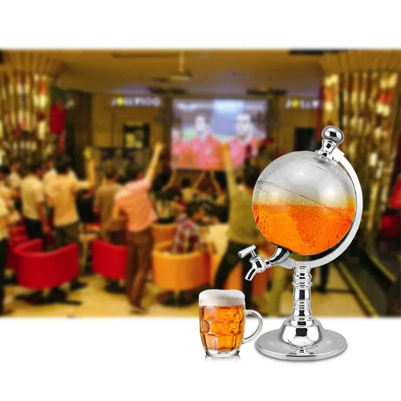 Transparent globe wine decanter on silver stand with 1 litre capacity for alcohol drinks