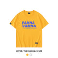 Ulzzang loose-fit short sleeve cotton t-shirt for men and women, round neck, available in black, white, blue and yellow, sizes S to 2XL.