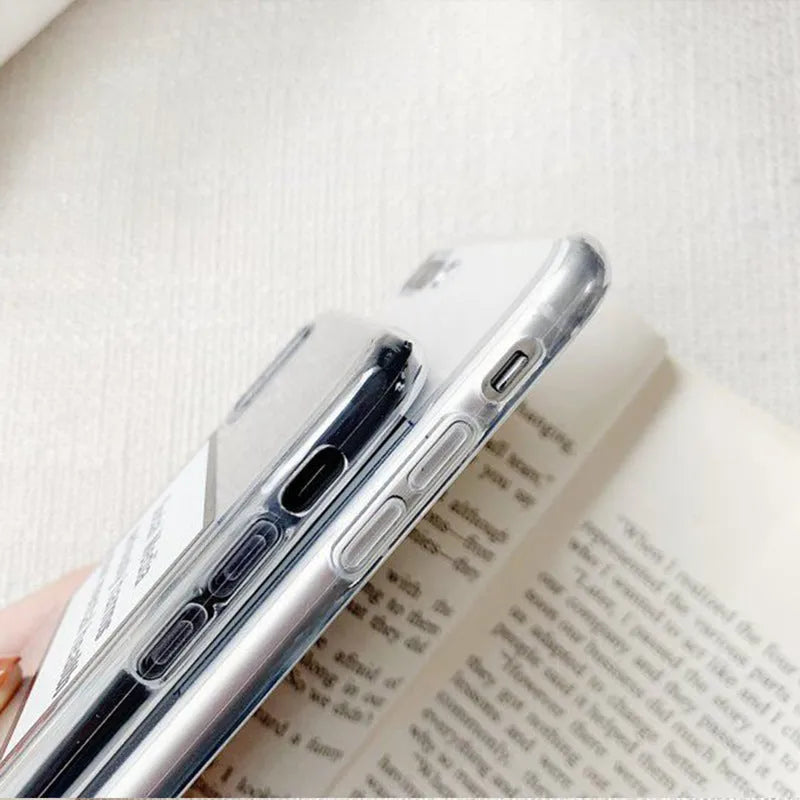 White TPU back cover phone case with letter couple design for iPhone 5 SE to 11 Pro Max