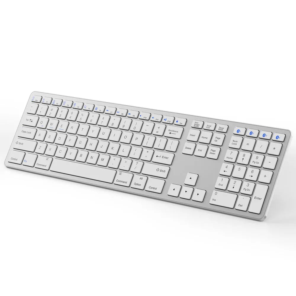 Aluminium Bluetooth numeric keypad with 34 keys in black and silver colour options