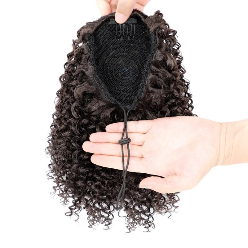Fluffy 14 inch ponytail hairpiece in high temperature synthetic fibre with drawstring attachment