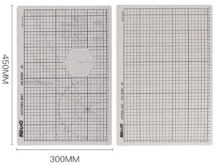 A3 self-healing cutting mat with centimetre measurement grid in green, black or grey
