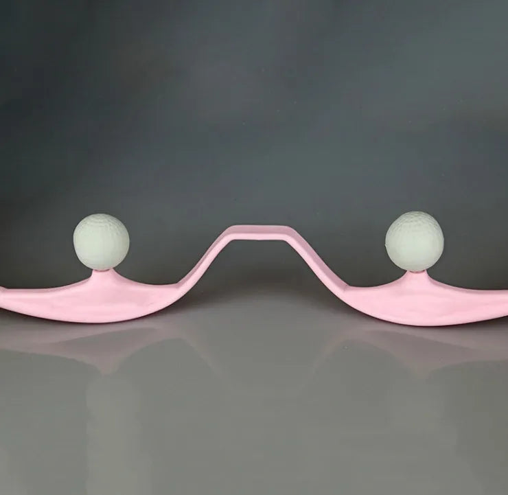 Swan-shaped hand roller neck massager with removable heads in blue, green, and pink colours