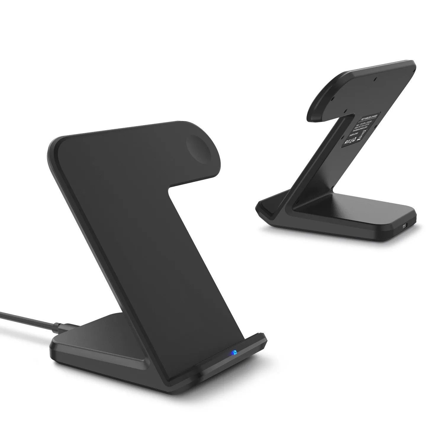 Black and white foldable wireless phone charger stand with Type-C cable