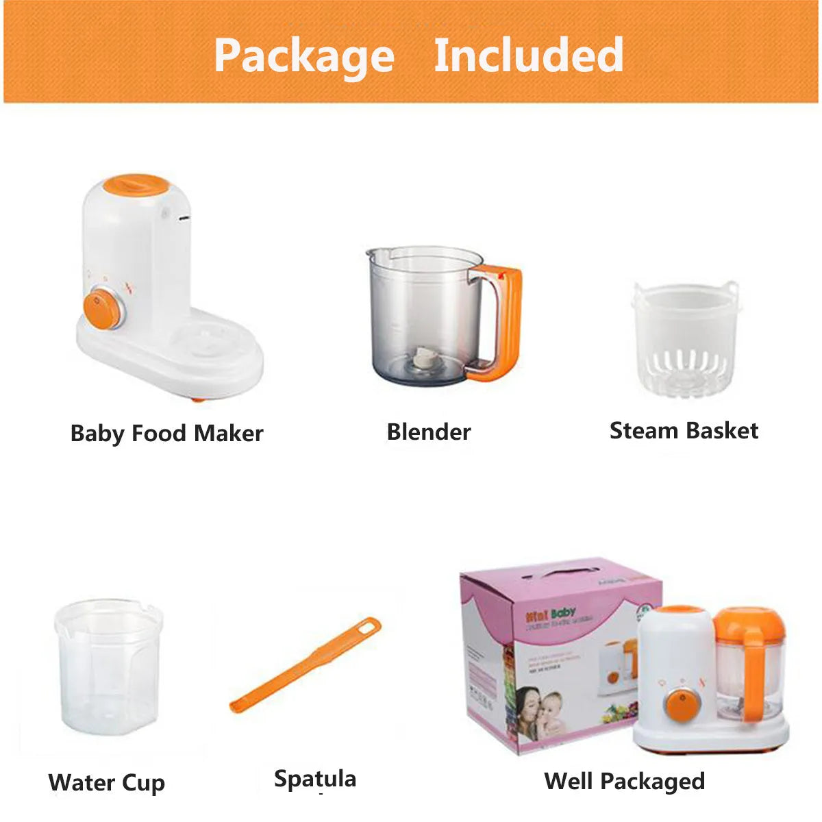 Multi-function baby food processor in light green with steam and stir functions, 190ml capacity, BPA-free materials