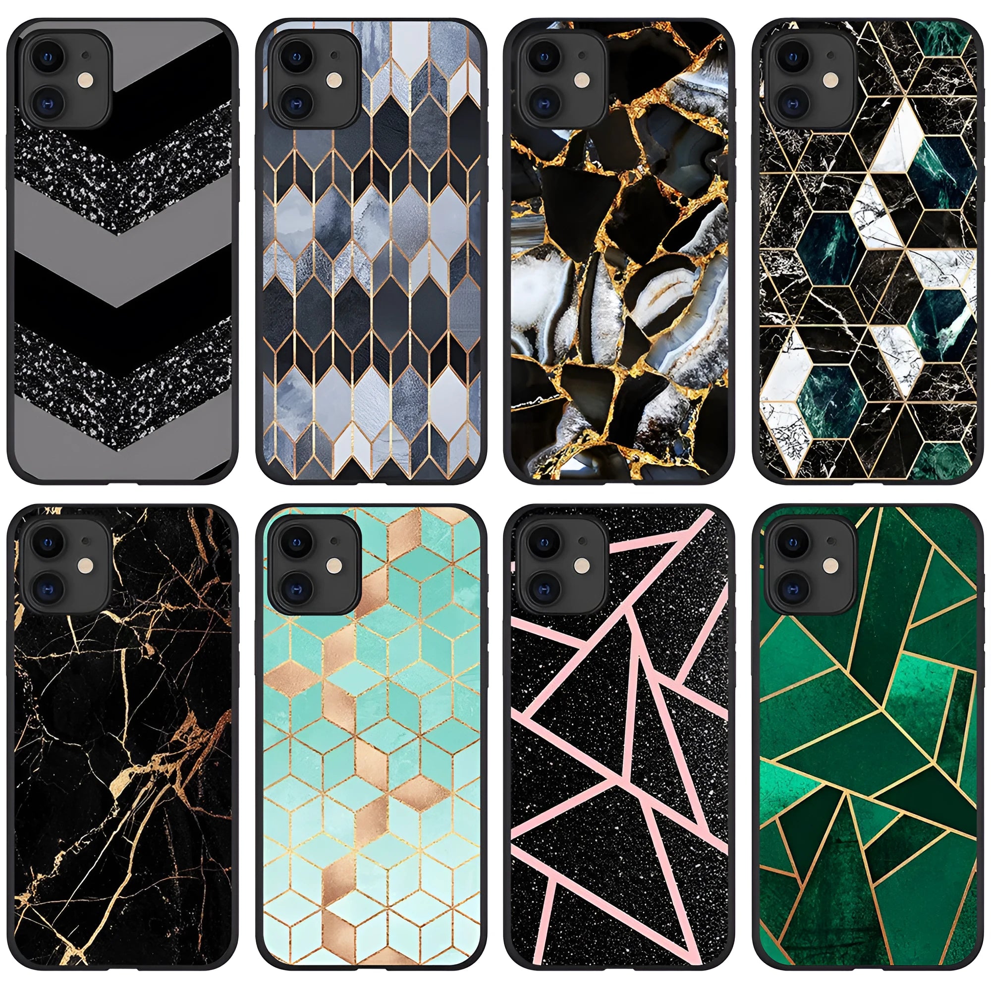 Marble pattern iPhone case showing back cover design with waterproof and drop-resistant protection