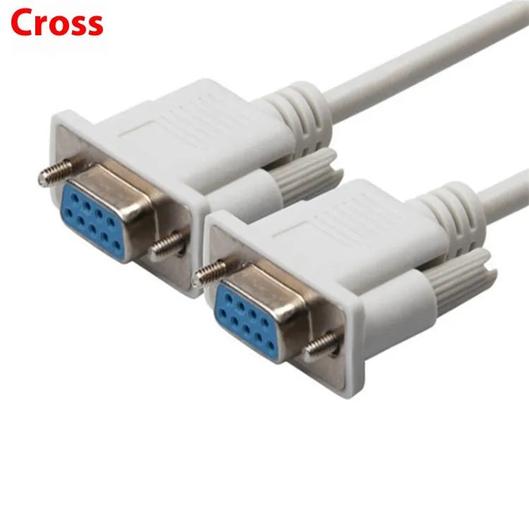 Milky white DB9 female to female serial port cable, 1.5 metres long.