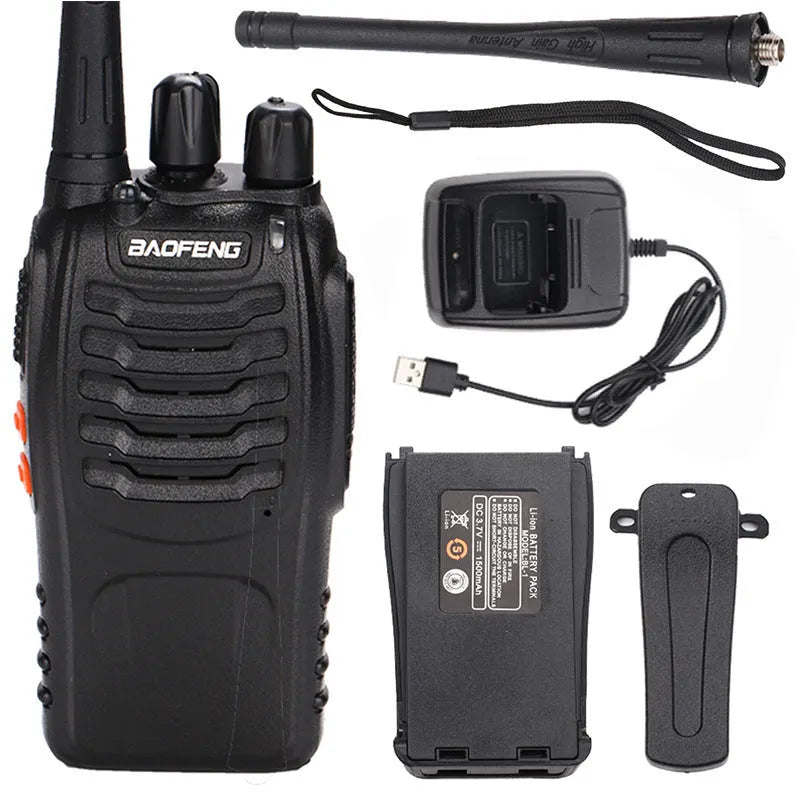 Baofeng BF-888S black handheld walkie talkie with 16 channels and 5W power output