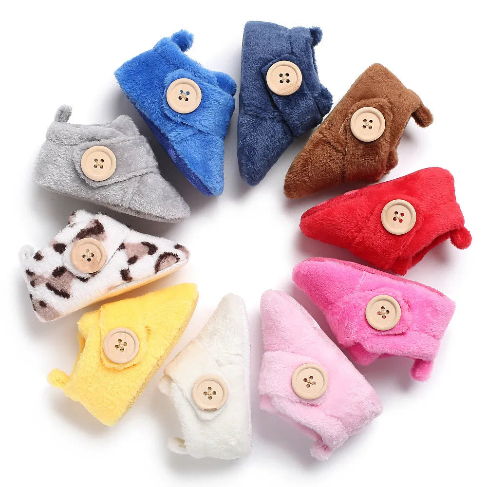 Velcro baby shoes soft soled walking shoes with fleece upper in 11cm 12cm 13cm and ten colours