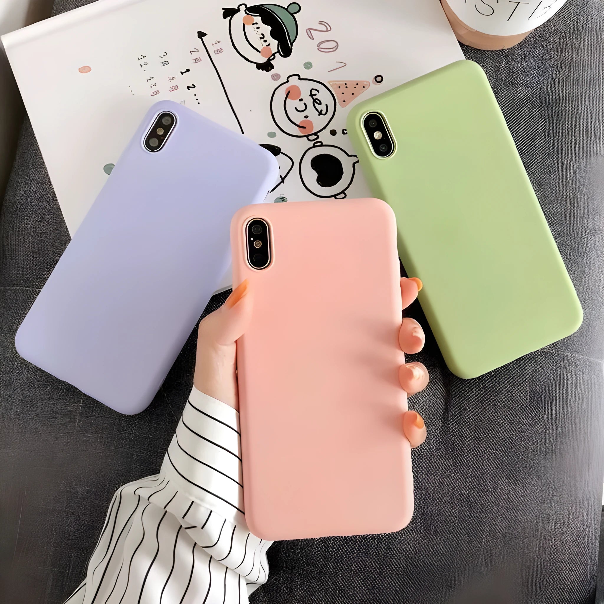 Liquid silicone back cover for iPhone in solid colour – fits multiple iPhone models