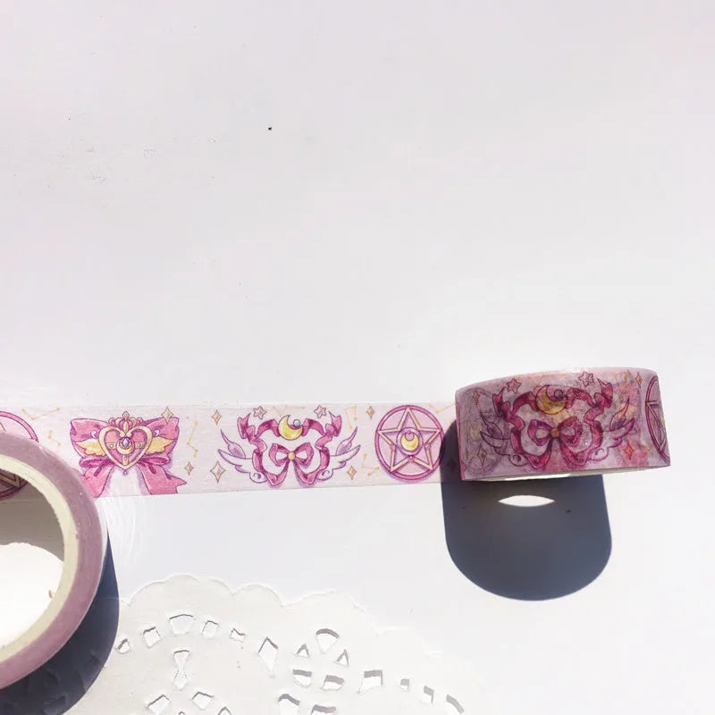 Roll of Japanese paper tape 5m x 1.5cm with decorative pattern on release paper