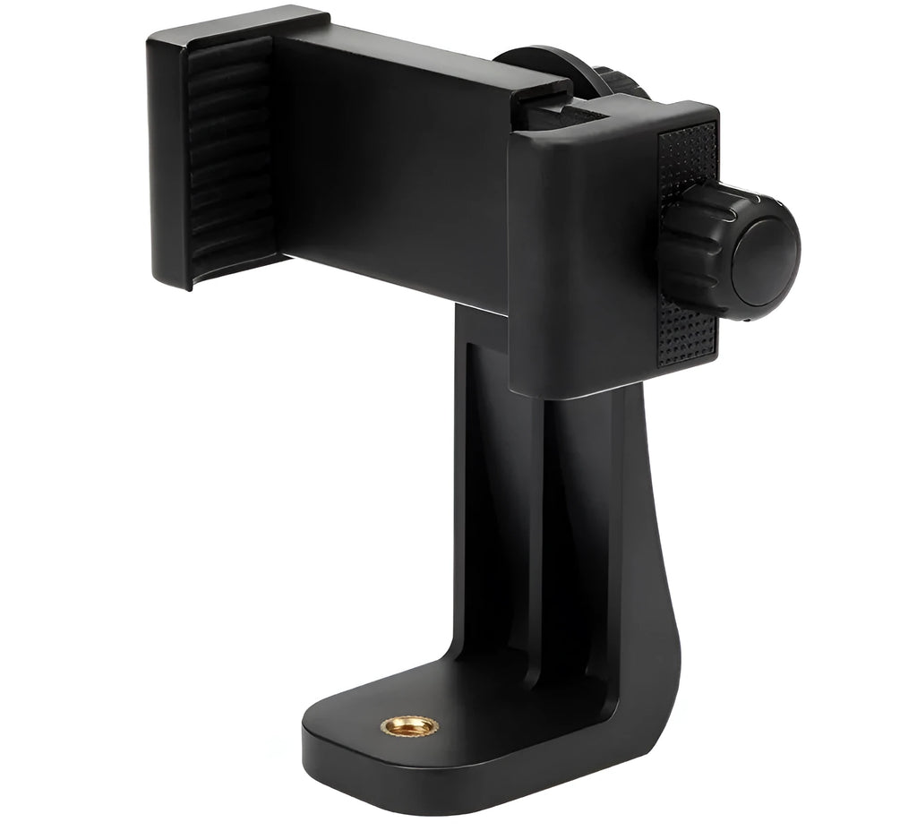 Black universal mount cell phone clipper holder with adjustable clip for 5.6-10.2cm devices