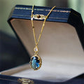 Gold colour retro geometric pendant on a copper fashion necklace chain.