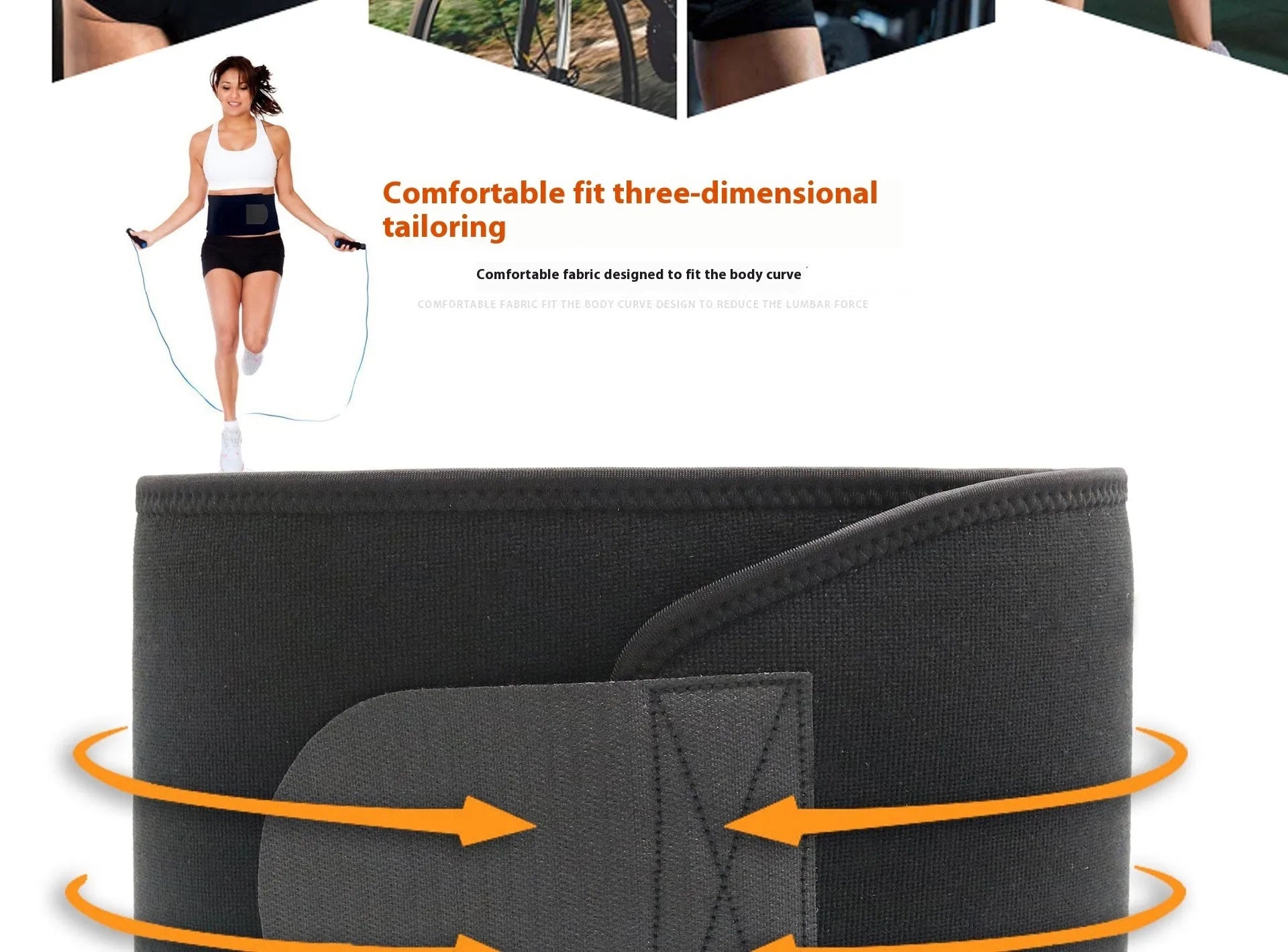 A neoprene hot lumbar support fitness belt in black, blue, or pink colour.