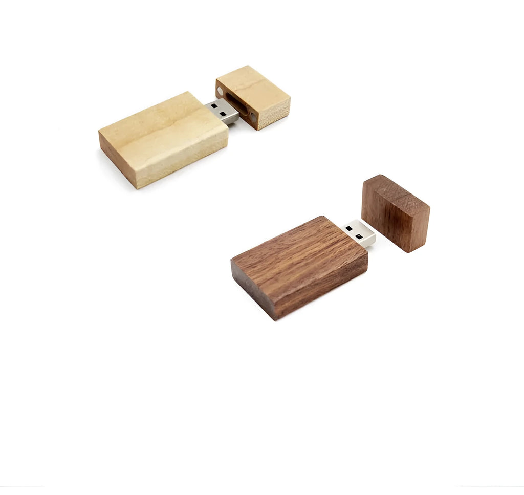 USB3.0 wooden U disk 32GB flash drive with large square wooden box in coffee colour