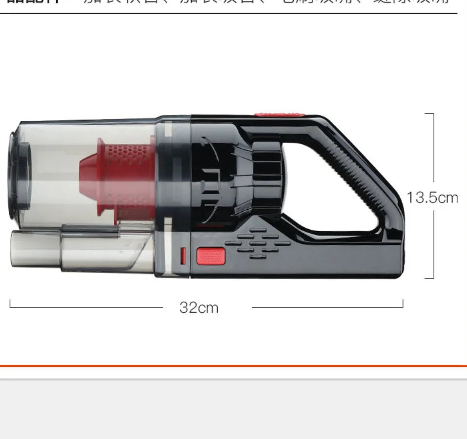 Wired grey and red portable car vacuum cleaner with PC body