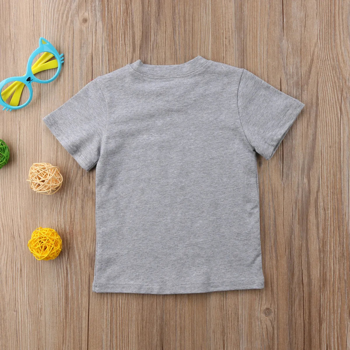Grey children's cotton t-shirt with brother, sister, or little brother text print.