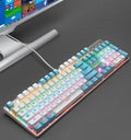 Mechanical waterproof gaming keyboard with 104 keys USB wired in black blue pink colours