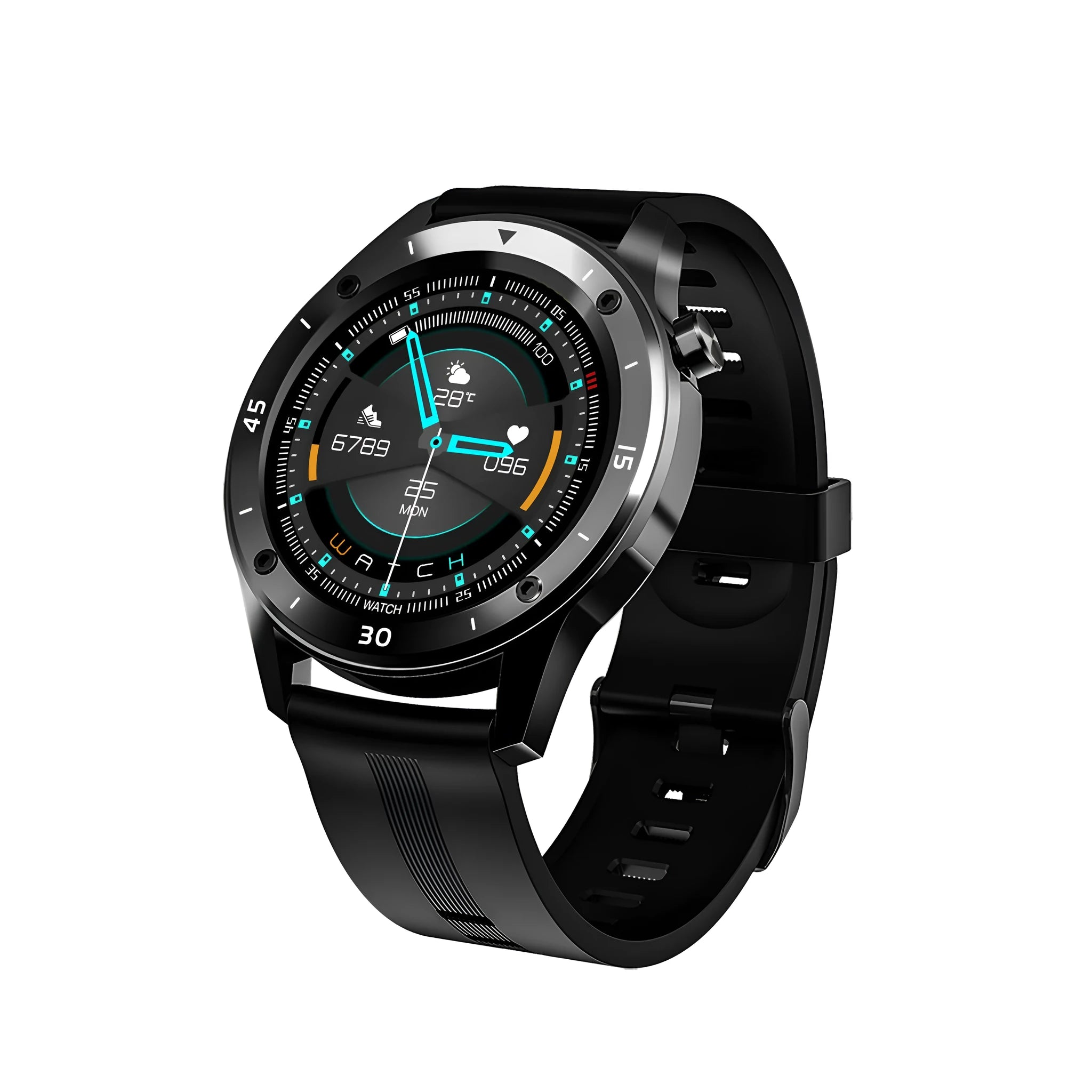 F22 smart watch with 1.54 inch screen on TPU wrist strap, compatible with Apple iPhone and Android phones