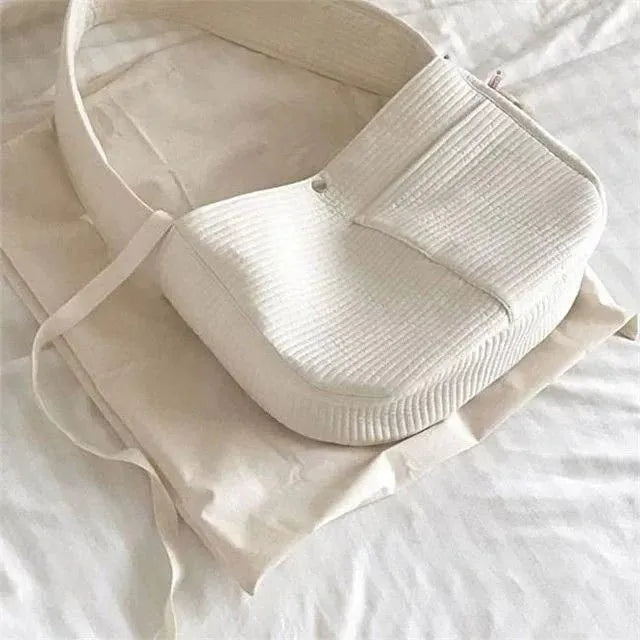 White handmade canvas pet carrier bag for dogs and cats in L size