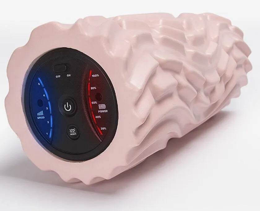 USB electric massage yoga massager in space grey with stovepipe column design and vibration buttons