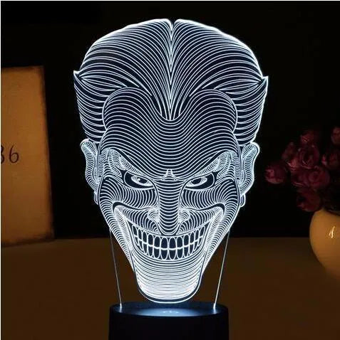 USB-powered acrylic 3D LED table lamp showing multiple colour display with remote control