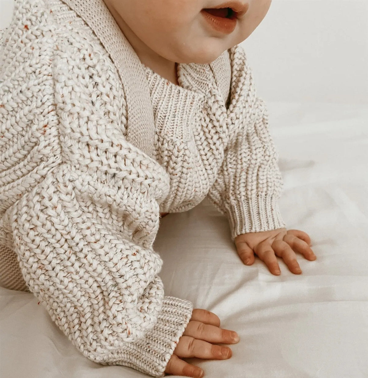 Vanilla cotton oversized sweater for children, sizes 0-3M to 2-3T, casual winter pullover top