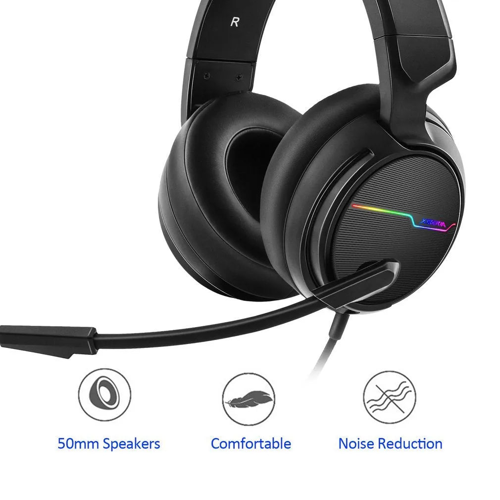 Siberian V20 gaming headset in black plastic with 50mm speaker and 7-colour light vibration
