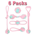 Cotton rope dog chew toy with imitation rabbit fur for small dogs, teeth cleaning play