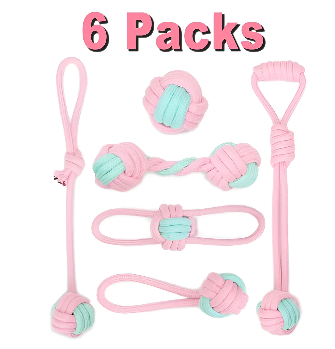 Cotton rope dog chew toy with imitation rabbit fur for small dogs, teeth cleaning play
