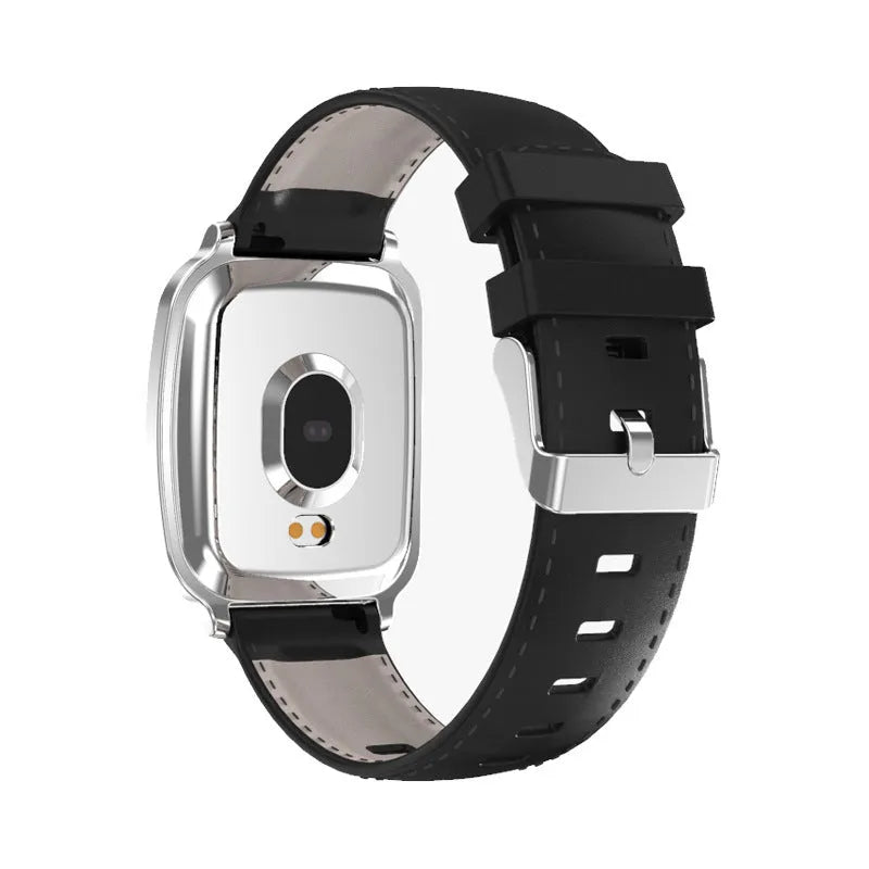 M8 multi-function smart bracelet in black on a wrist, showing the full-touch screen and zinc alloy body.