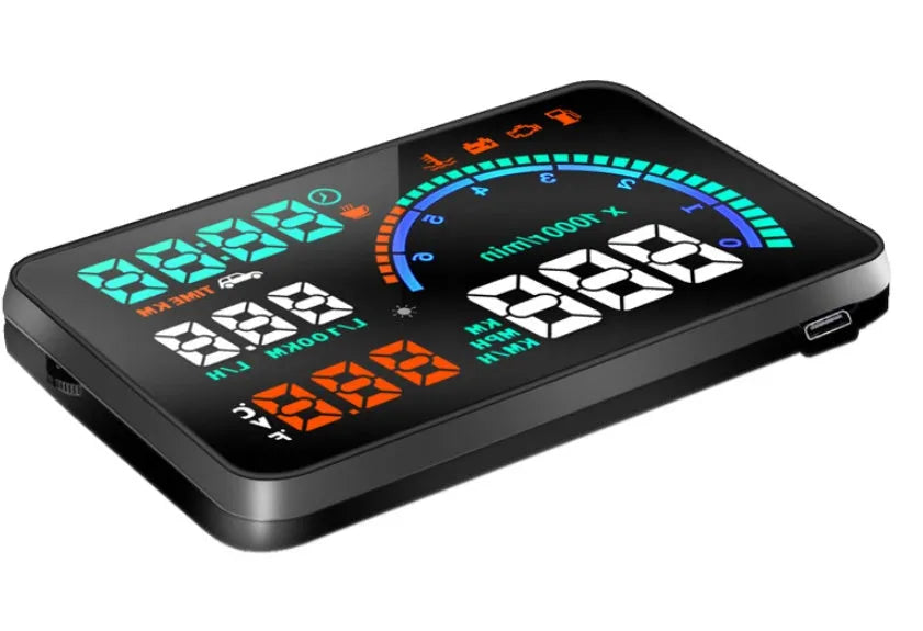 New I9 5.5 inch plastic car head up display OBD monitor showing speed and fuel data