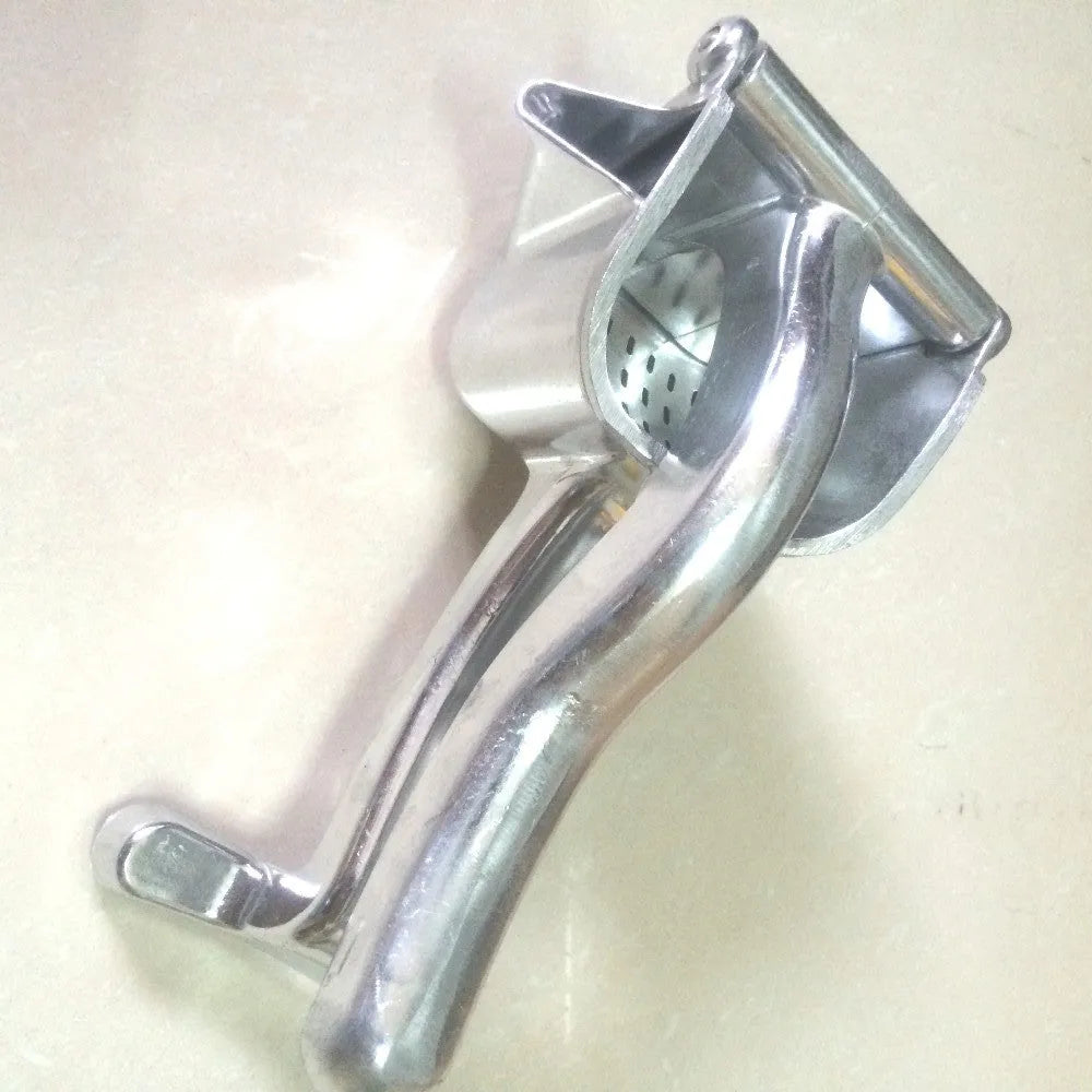 Silver heavy duty aluminium and steel lemon squeezer with lever and large bowl