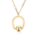 Adjustable stainless steel necklace with cross chain design and geometric pendant in gold colour.