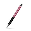 Metal capacitive stylus pen with two-in-one cloth and round tip in silver on a tablet screen