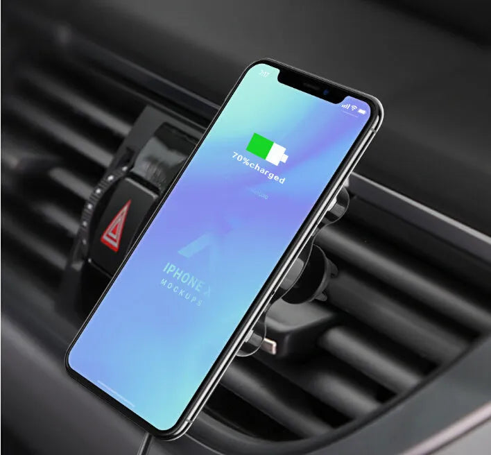 Black ABS metal plating Qi magnetic car mount wireless charger with 360 degree rotation for iPhone Samsung