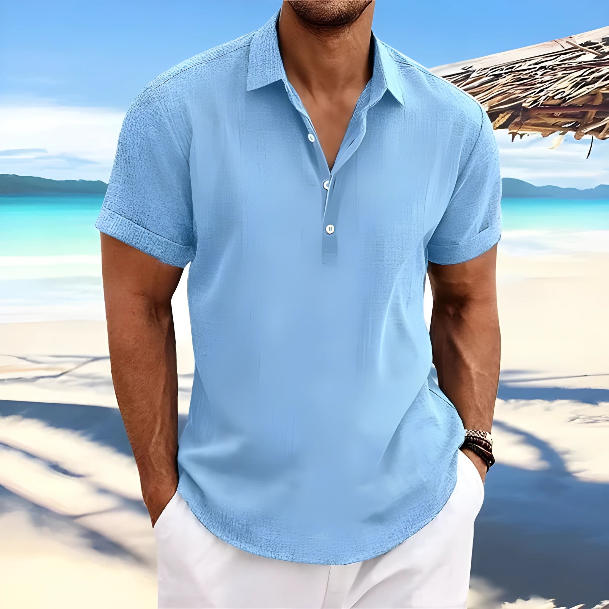 Men's light grey cotton blend cardigan with long sleeves and loose business casual fit