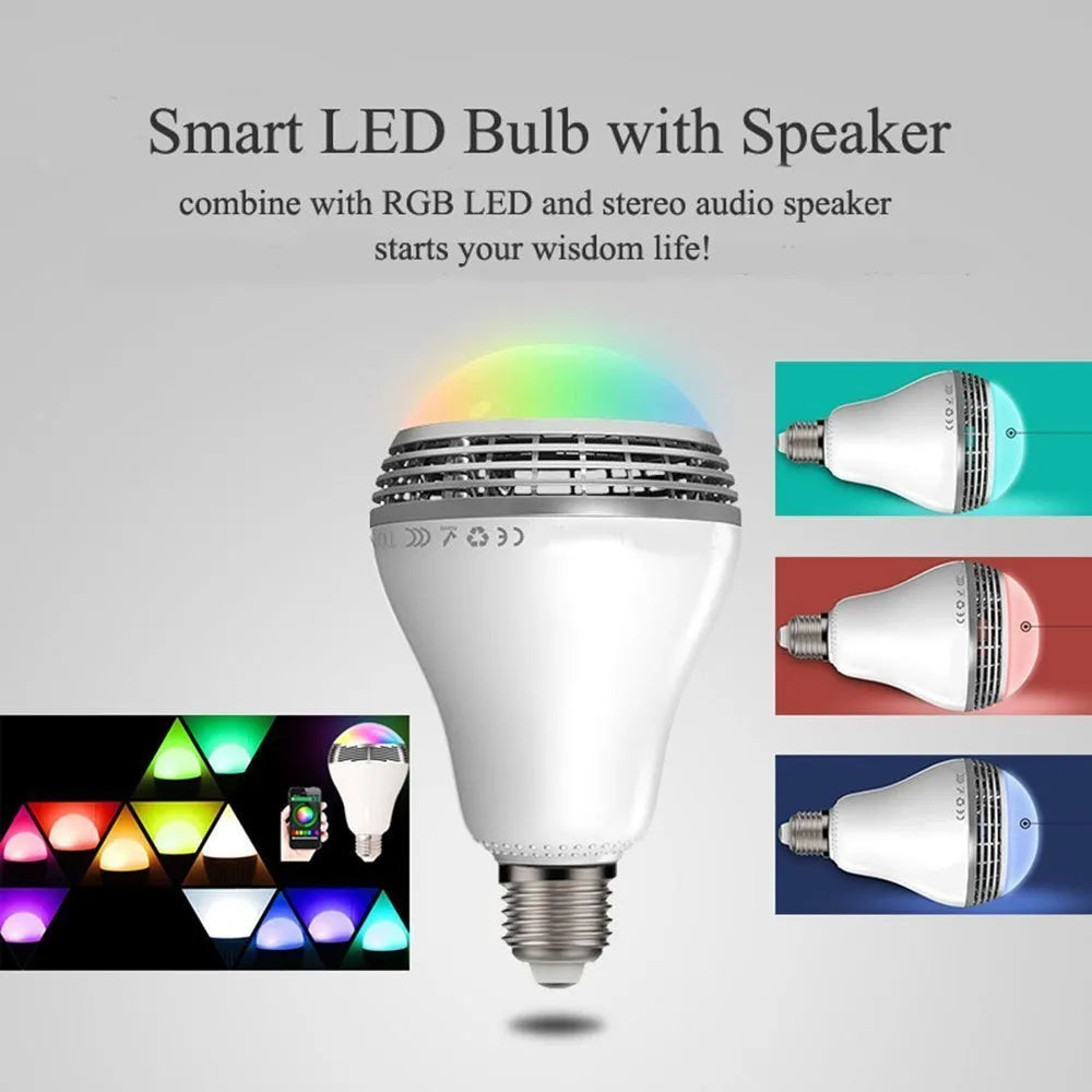 Creative Home LED Smart Bluetooth Speaker Bulb with E27 base and colour-changing light.