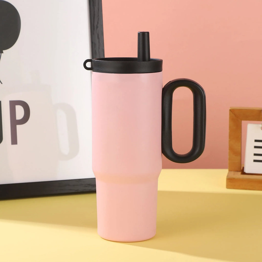 Portable ice bath cup with handle and straw in various colour options