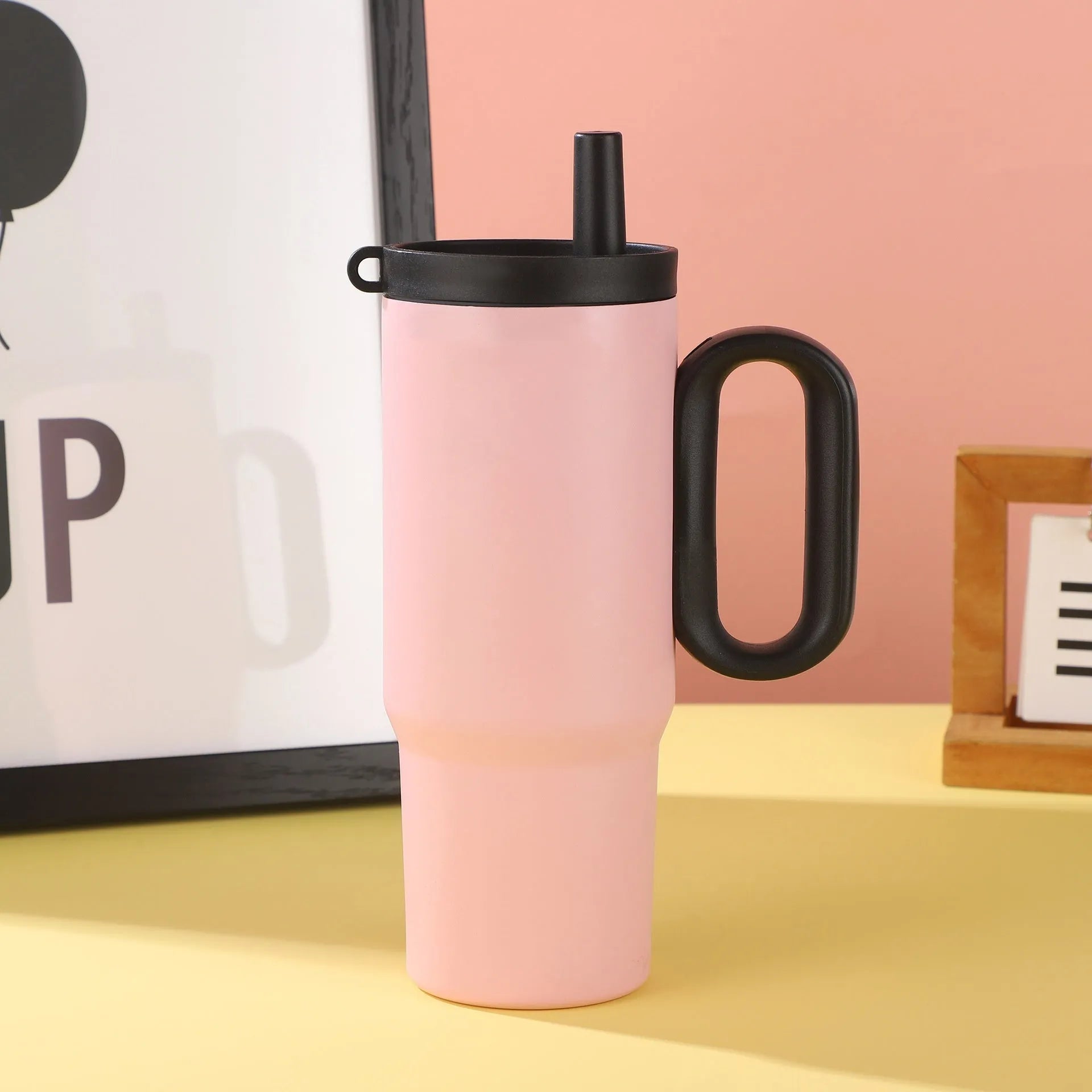 Portable ice bath cup with handle and straw in various colour options